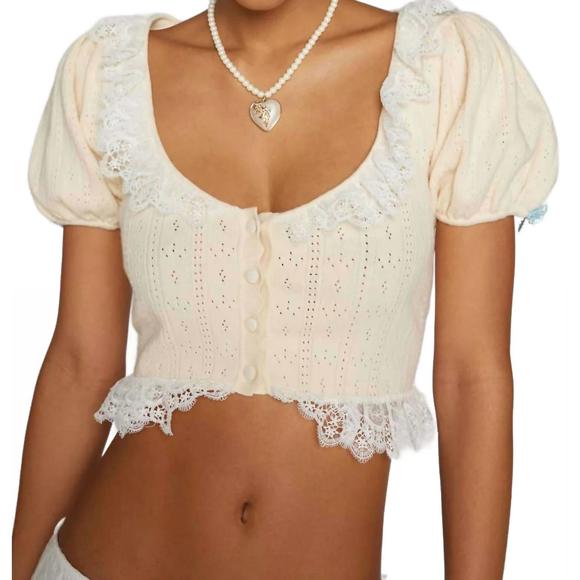 NEW FOR LOVE & LEMONS daniela knit top in cream white - Picture 1 of 3